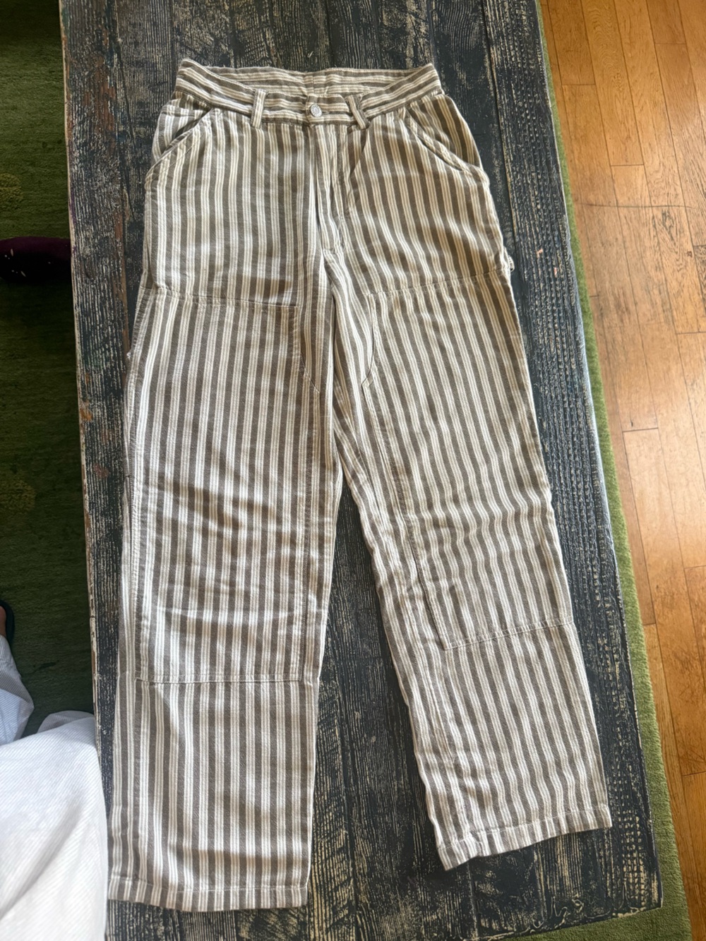 Stussy Striped Cotton-Linen Blend women’s Pants - Beige/White